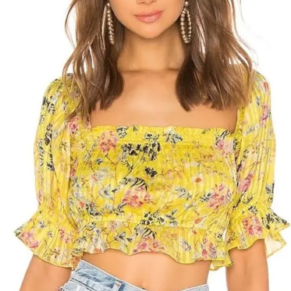 HEMANT & NANDITA Eden Puff Sleeve Crop Top